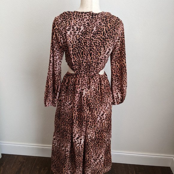 Anthropologie Ranna Gill Cutout Animal Print Midi Dress - Picture 7 of 11